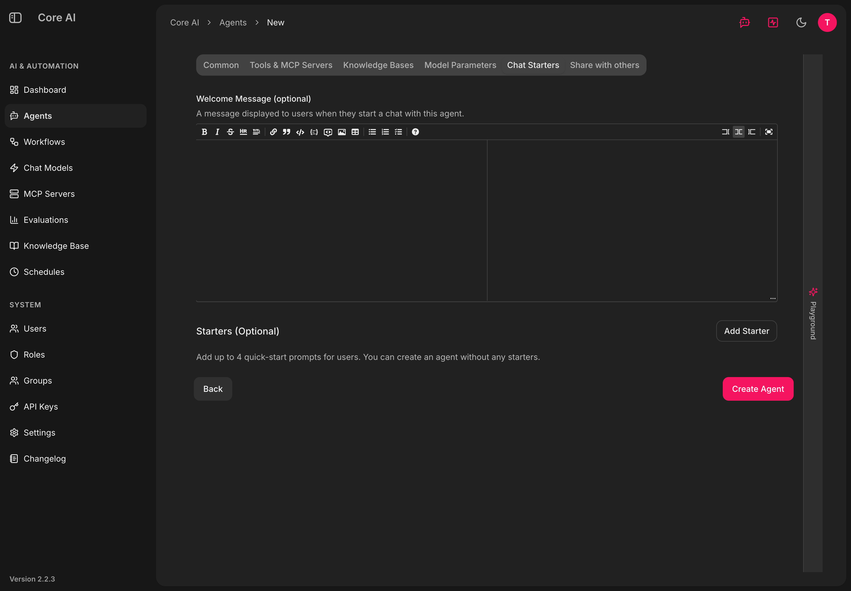 Agent — Chat Starters