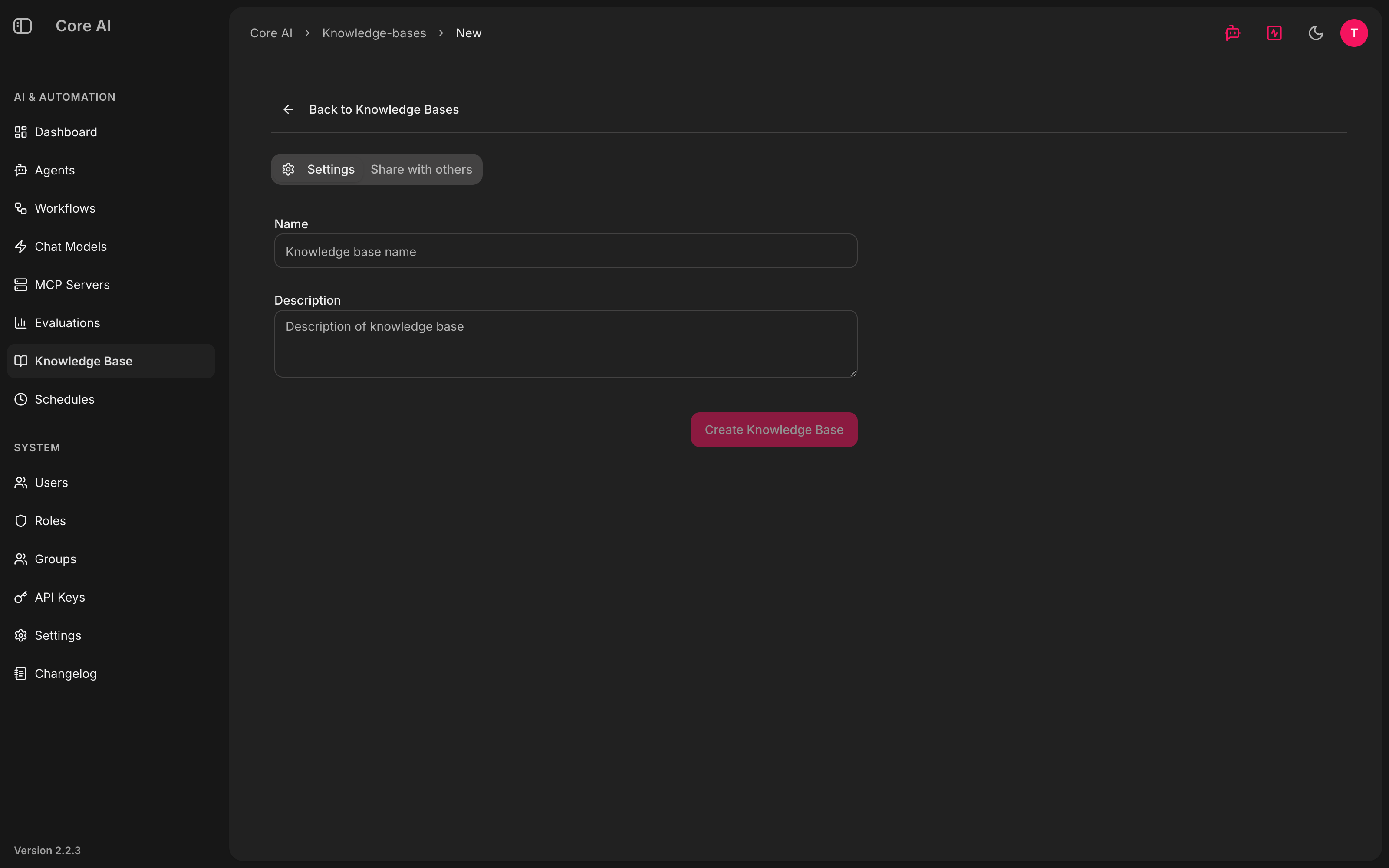 Knowledge Base anlegen