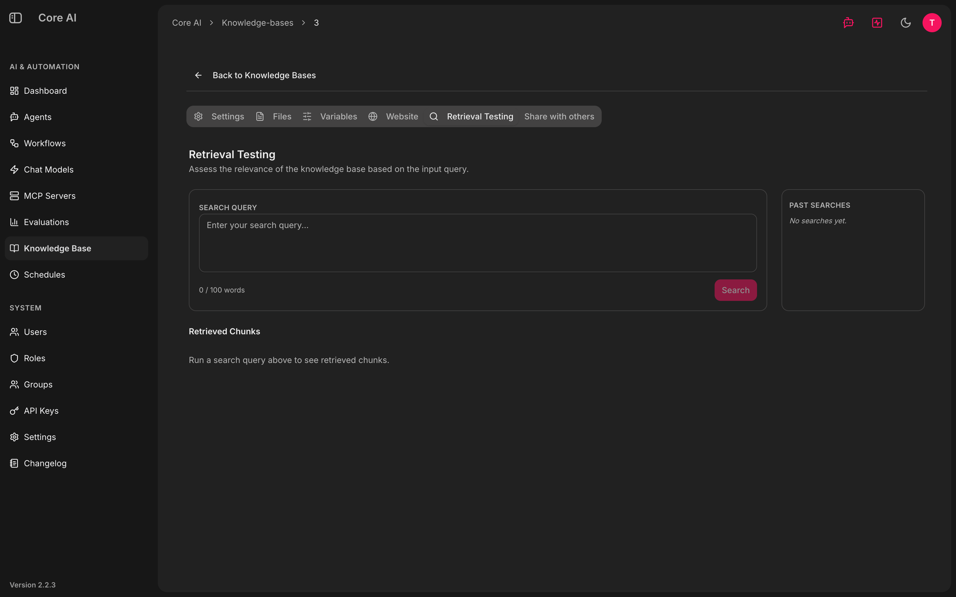 Knowledge Base — Retrieval Testing
