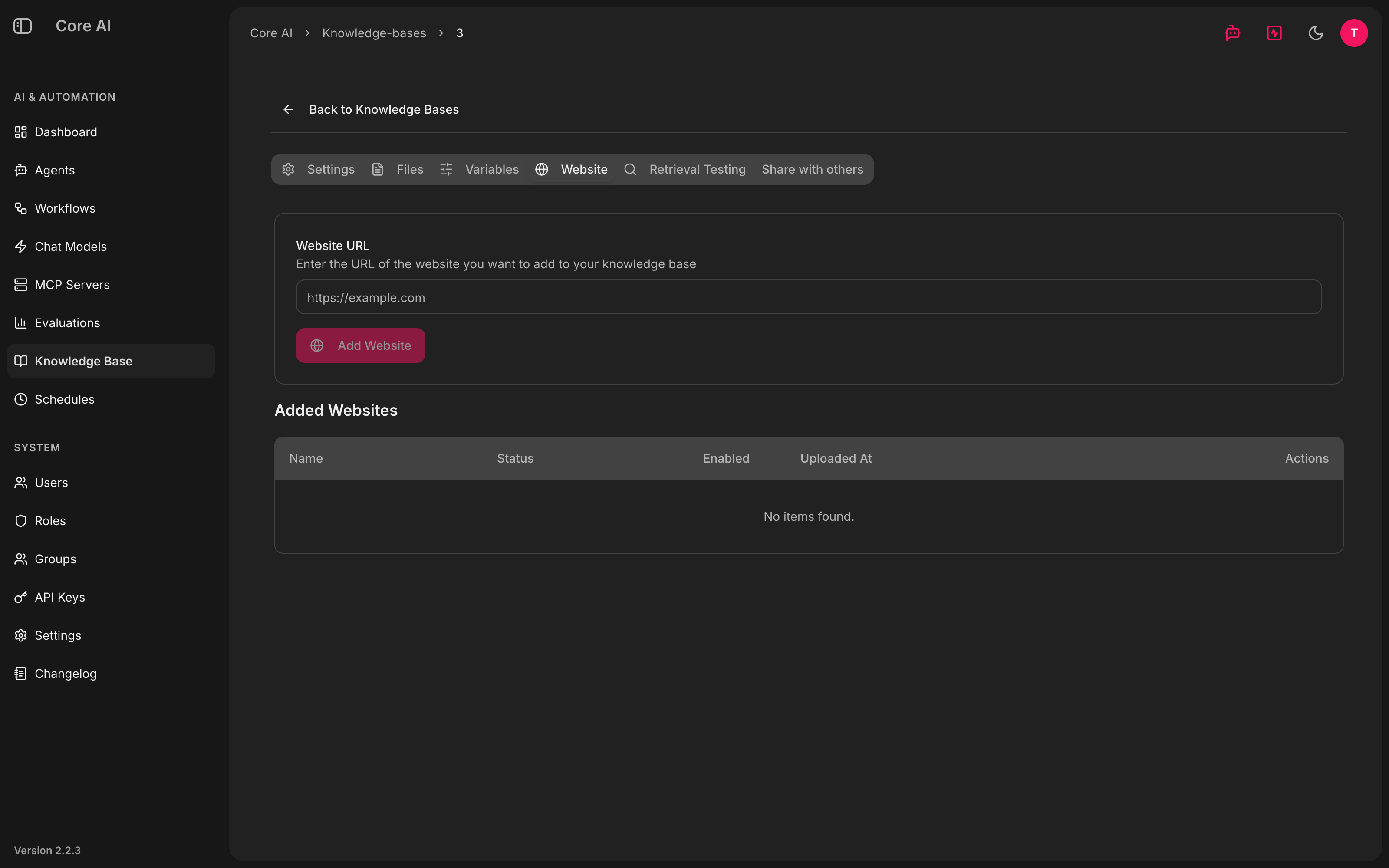 Knowledge Base — Website
