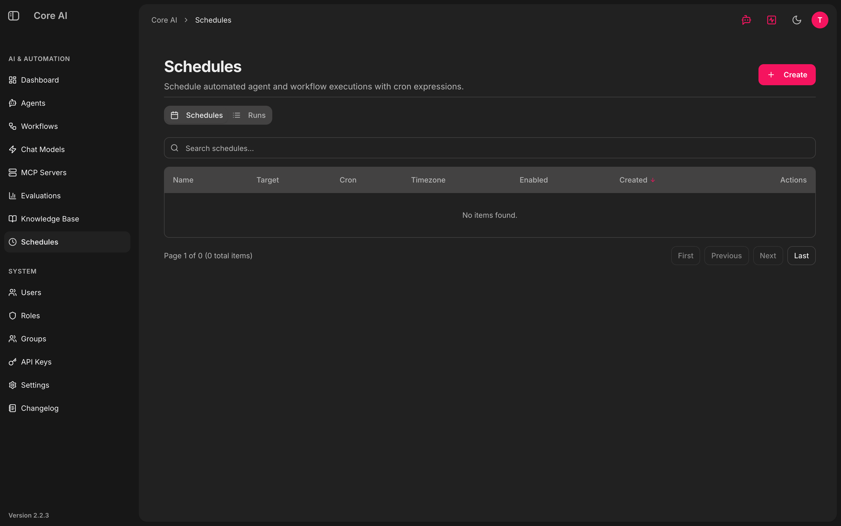 Schedules-Übersicht